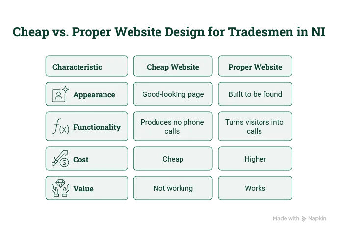 Cheap Website Design for Tradesmen in NI: What You're Really Getting